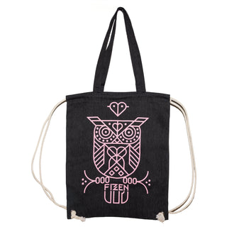 Eulen-Bag Schwarz / Kirschblüte